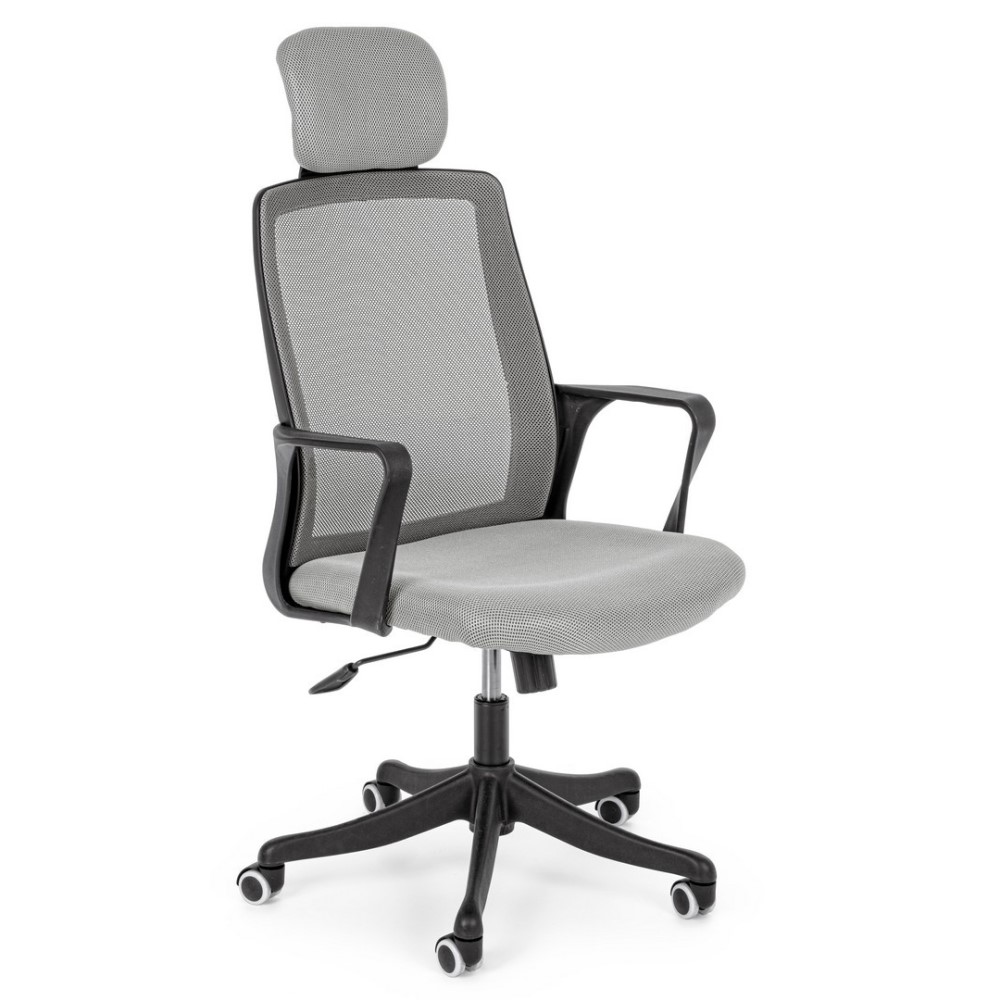 Sedia ufficio con braccioli grigio in tessuto - Dimensioni: 59x63,5x114/124 cm