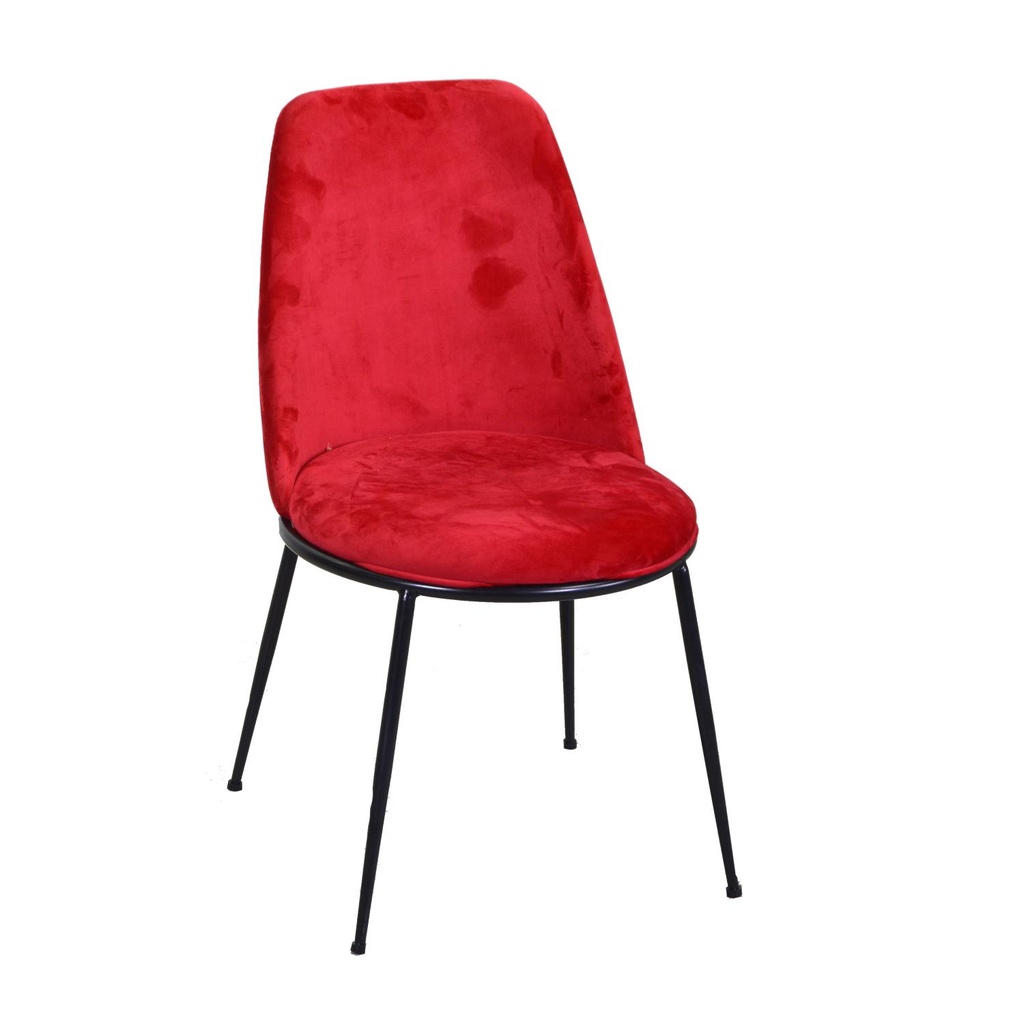 Sedia Design in Velluto e Metallo Rotterdam Rosso - Dimensioni: 49 x 56 cm, Altezza Seduta: 44 cm, Altezza Totale: 85 cm