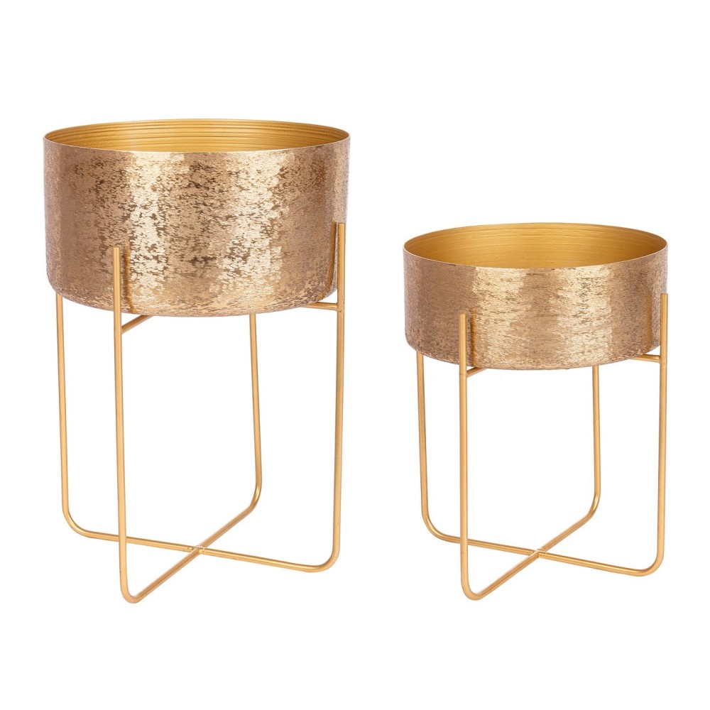 Set 2 porta vaso oro in alluminio stile classico