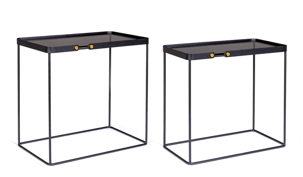Set 2 tavolini rettangolare acciaio nero Zeina - 59.5x36x57 cm e 54x31x52 cm
