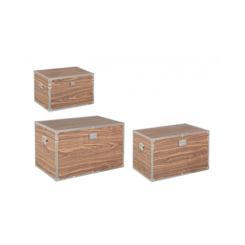 Set 3 bauli eleganti marroni - Dimensioni: S 65,5x40,5x38,5h, M 53,5x34,5x32h, L 41x26,5x26h