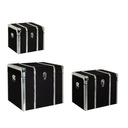 Set 3 bauli nero in legno stile atmosphere - Misure: 61x48x51 cm, 51x39x41 cm, 41x30x31 cm