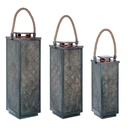 Set 3 lanterne in metallo stile fusion