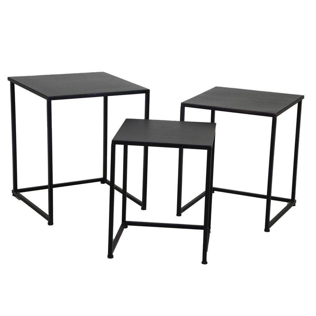 Set 3 tavolini nero 48x56x48