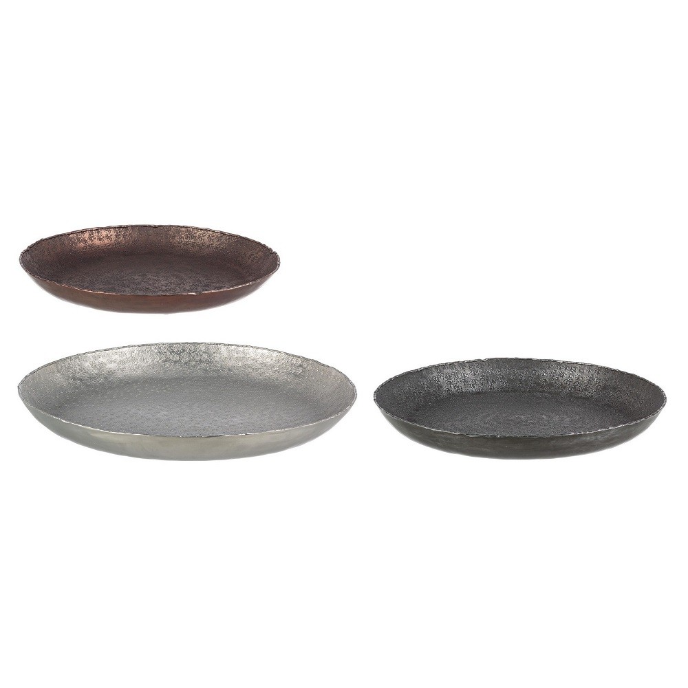 Set 3 vassoio alluminio Graceful - Misure: grande ø45 x 5 cm, medio ø40 x 4.5 cm, piccolo Ø35 x 4 cm