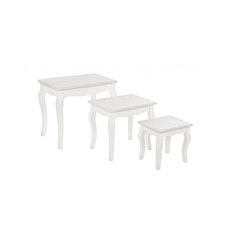 Set classico 3 Tavolini Clorine in legno - Dimensioni: 30x24x29 cm, 41x30.5x38 cm, 53x35x47 cm