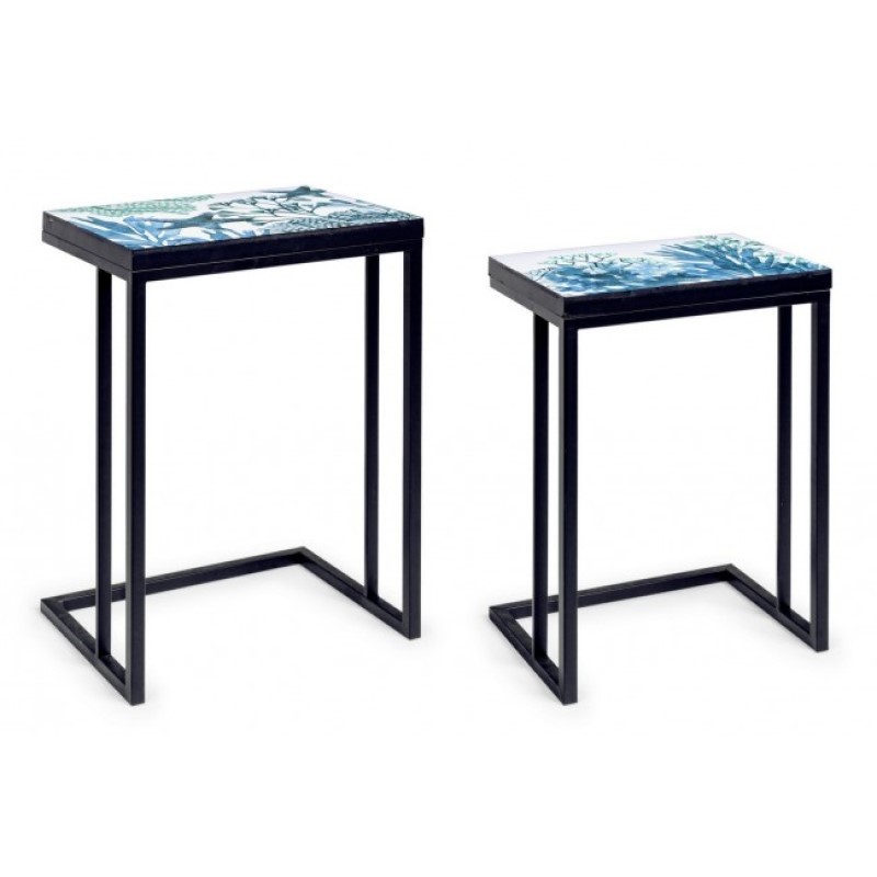 Set di due tavolini arredo Bizzotto, dimensioni 40.5x30x56 cm e 45.5x33x62.5 cm