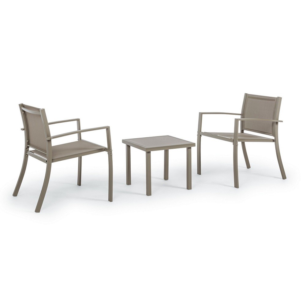 Set giardino da 3 salotto metallo tortora Auri