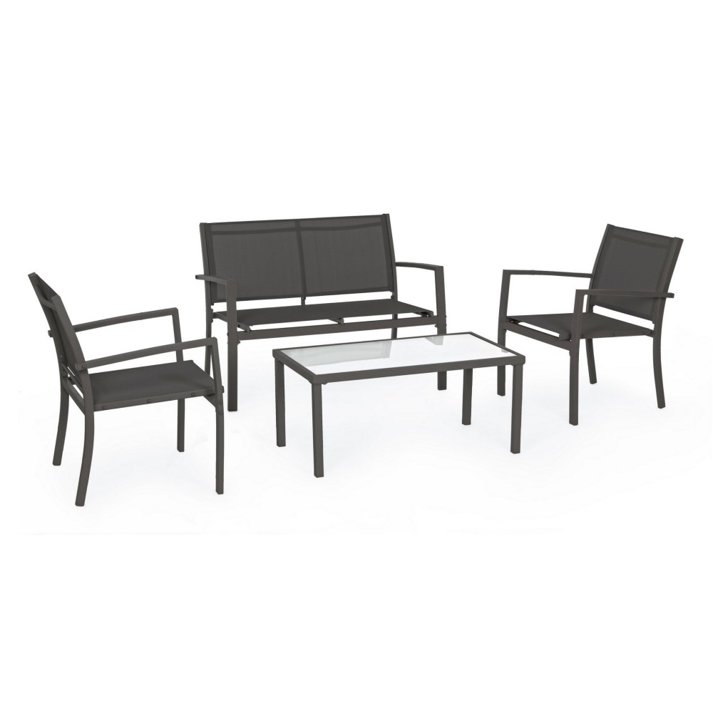 Set 4 salotto antracite in metallo