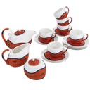 Set tazza the con teiera e lattiera 9 pezzi in bambù arancione e ceramica