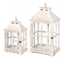 Set di due lanterne Bianco 476 - Design classico e raffinato - Ideale per interni ed esterni - Dimensioni: G: 39x28x74 cm, P: 30x20x53 cm