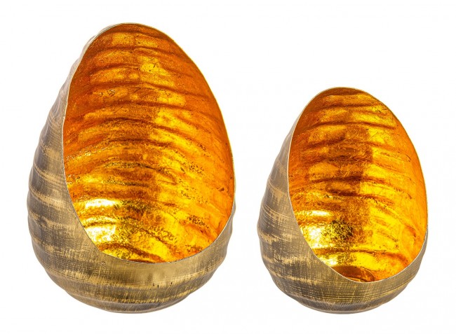 Set di 2 candele Shanty Goccia Oro in metallo