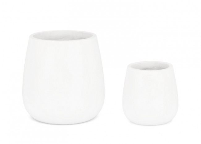 Set2 Vaso Hoian Bomb Bianco - Diametro: 45 cm Altezza: 45 cm e Diametro: 30 cm Altezza: 30 cm