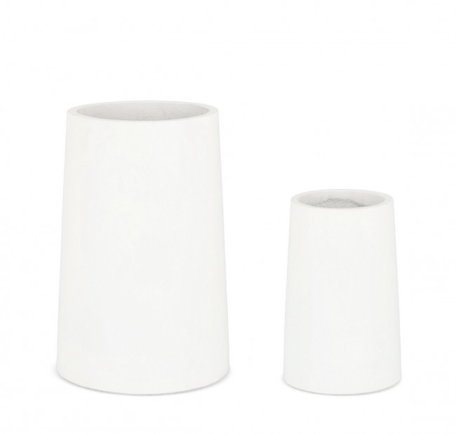 Set2 Vaso Hoian To Bianco Alto - Elegante vaso in fibra di cemento e argilla