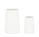 Set2 Vaso Hoian To Bianco Alto - Elegante vaso in fibra di cemento e argilla