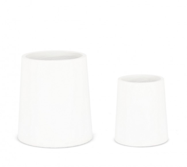Set2 Vaso Hoian To Bianco Basso - Diametro 45 cm x Altezza 50 cm e Diametro 31 cm x Altezza 37 cm