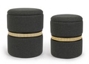 Set2 Pouf Contenitore Karina Carbon - Pouf G: 36x44 cm, Pouf P: 31,5x40 cm