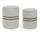 Set2 Pouf Contenitore Karina Grigio - Pouf con Contenitore Interno - Dimensioni: 36x44 cm e 31,5x40 cm