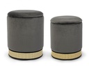 Set2 Pouf Contenitore Milena Grigio Sc - Pouf con Rivestimento in Velluto e Rattan Sintetico - Dimensioni: 36x44 cm e 31x40 cm