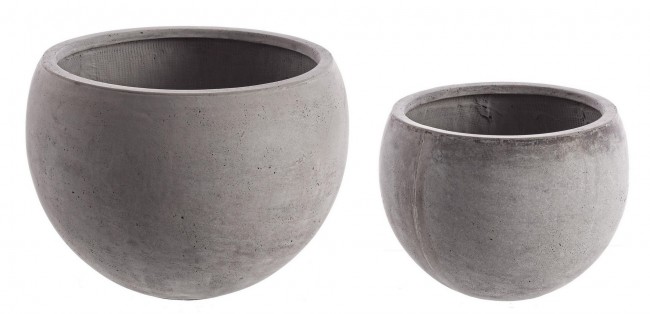 Set2 Vaso Cement Sfera Grigio