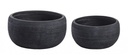 Set2 Vaso Graffiti Ciotola Nero - Vasi a Forma di Ciotola in Fibra di Vetro e Argilla Colorata - Dimensioni: 53,5 cm x 25,5 cm e 42,5 cm x 21 cm