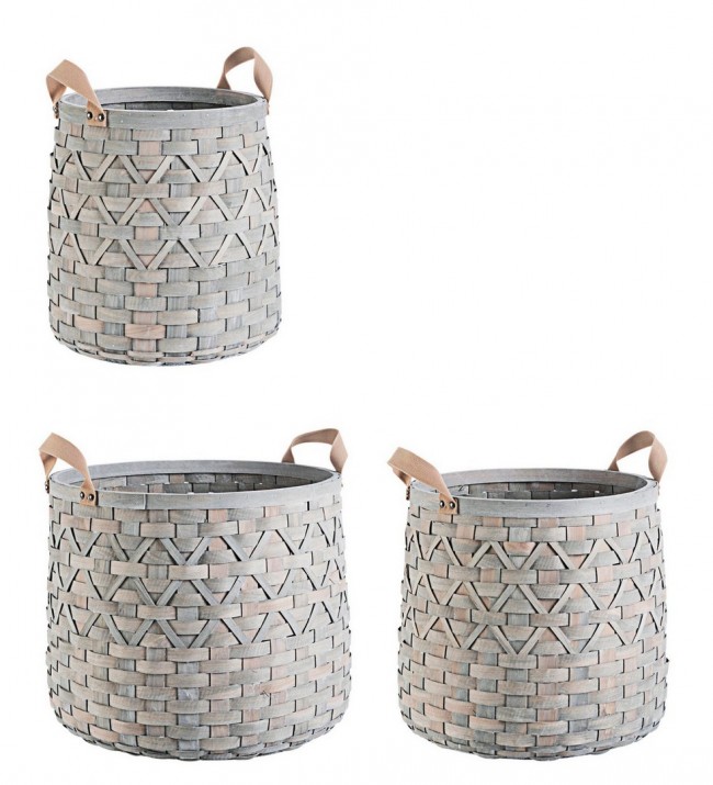 Set3 Cesta 2M Lisette To Grigio in Legno d'Abete