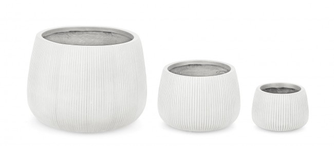 Set3 P.Vaso Ribbed Bomb Bianco Alto