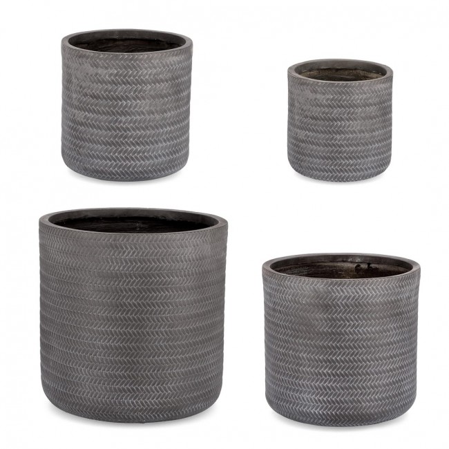 Set4 Vaso Tressage Cilindrico Antracite