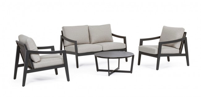 Set4 Salotto C-C Sirenus Antracite Yk13 - Stile e Comfort per il Tuo Spazio Esterno - Dimensioni: 132x88,5x85 cm (Divano), 69x88,5x85 cm (Poltrone x2), 84x38 cm (Tavolino)