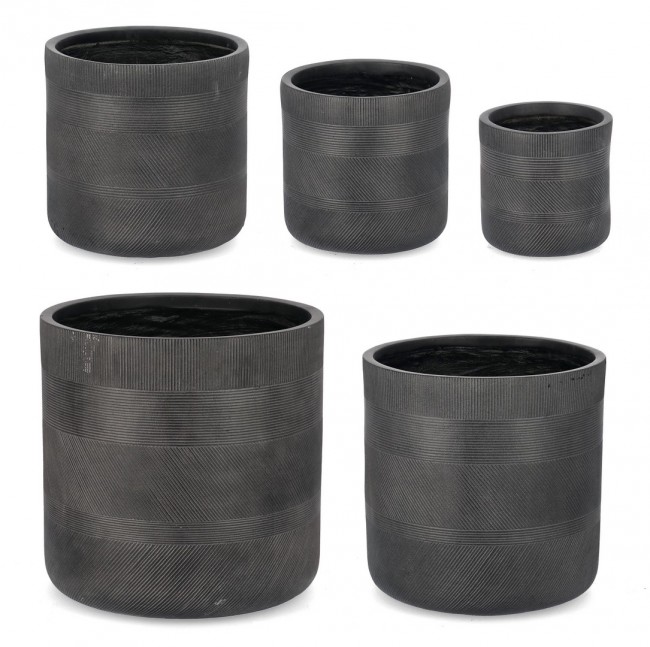 Vaso Cilindrico Antracite Set5 con Fondo Tappato