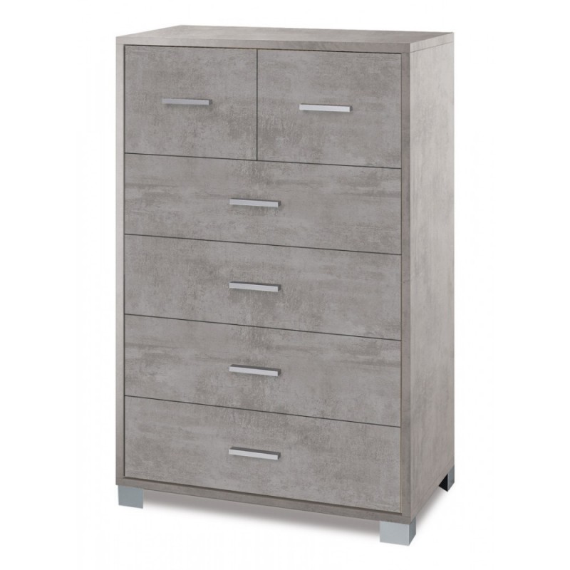 Settimino alto da camera sei cassetti Beton Cemento 70x41x h112 cm