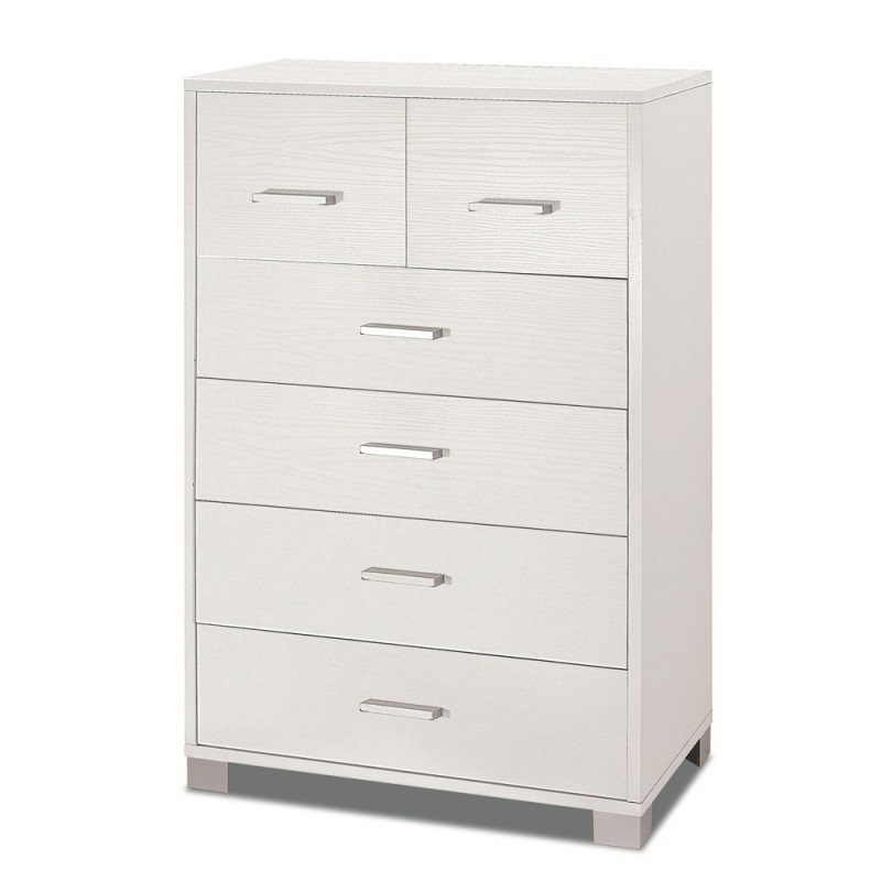 Settimino alto da camera sei cassetti Bianco Cenere 70x41x h112 cm