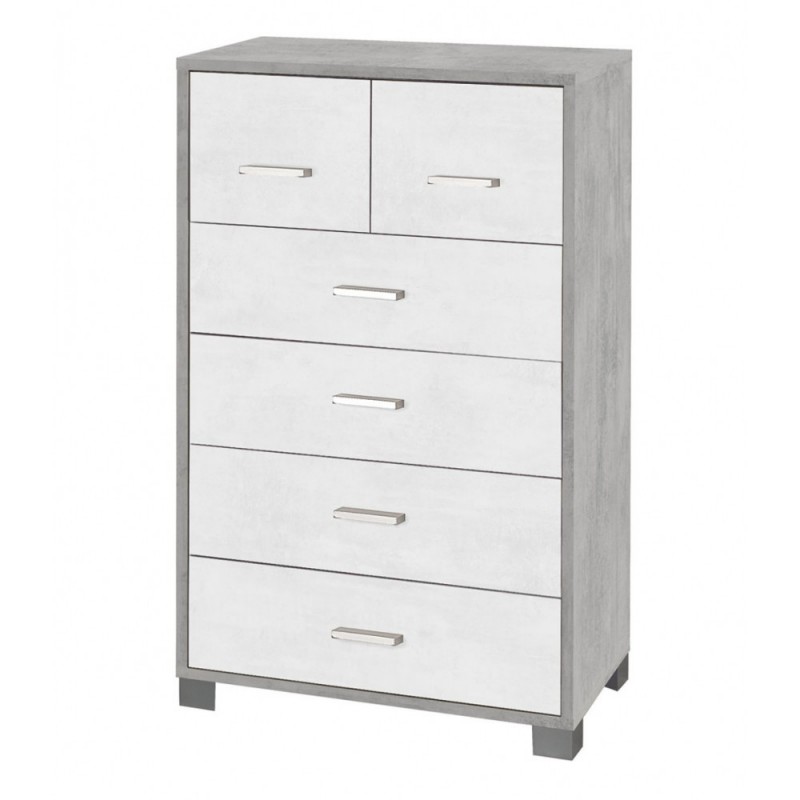 Settimino alto sei cassetti Cemento Bianco 70x41x h112 cm