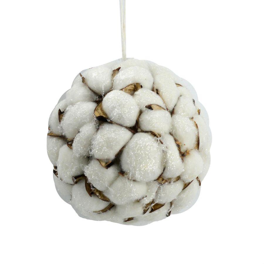 Sfera Fiori di Cotone con Glitter 21x21x21 cm