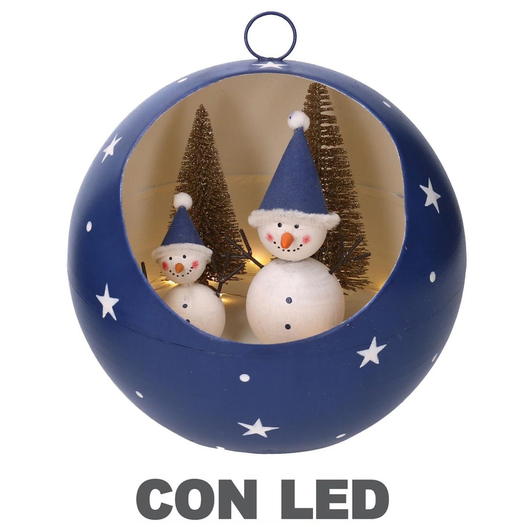 Sfera Metallo LED Blu Ø22x22 cm