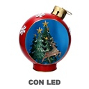 Sfera in metallo con renna e led rosso cm25x30h40
