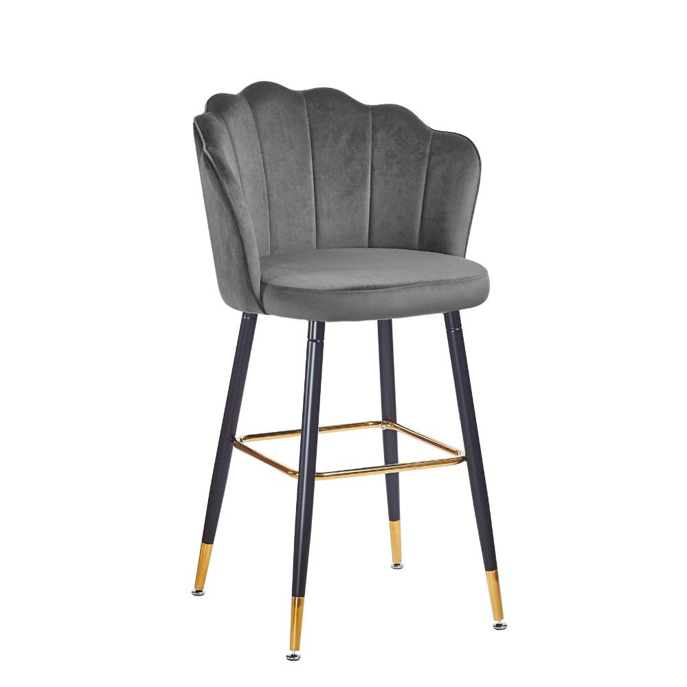 Sgabello Estro in velluto grigio con terminali dorati  50x55x110 cm