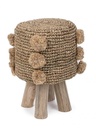 Sgabello Florinda G03 H45 in Teak Naturale con Seduta in Fibra Naturale