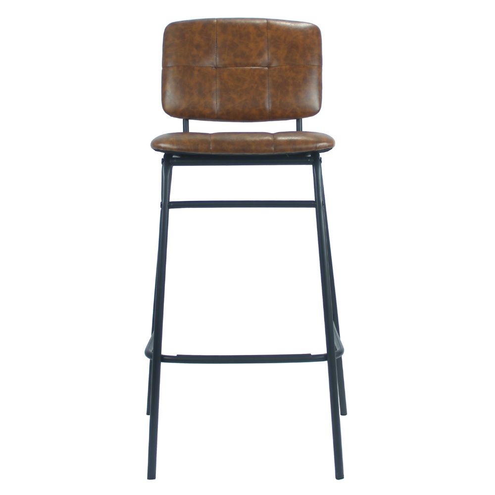 Sgabello Ross in ecopelle ruggine con gambe nere 106 cm, 43 cm, 45 cm