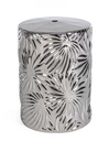 Sgabello Sfinge Leaf Argento - Ceramica, Verniciatura Elettrolitica - Adatto per Uso Interno ed Esterno - Ø33a x 46h