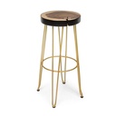 Sgabello bar oro in legno stile atmosphere - Seduta ø33 cm, Gambe ø44 cm, Altezza 74 cm