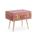 Sgabello con Contenitore in Velluto Rosa Antico Polina 50x34x42 cm