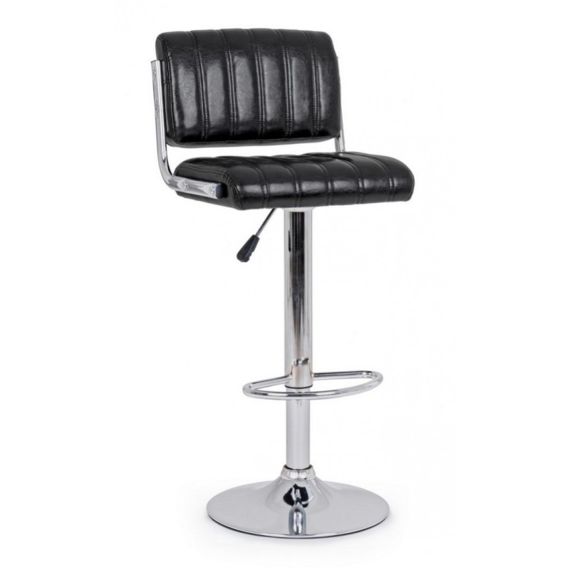 Sgabello da bar in similpelle nero, dimensioni 46x51,5x h88,5/109,5 cm