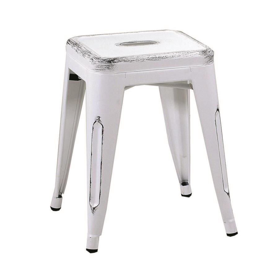 Sgabello Ferro Bristol Bianco Antico 39x39x45 cm