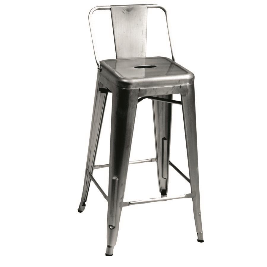 Sgabello Industriale Bristol Galvanizzato con Schienale - 41x41x86 cm