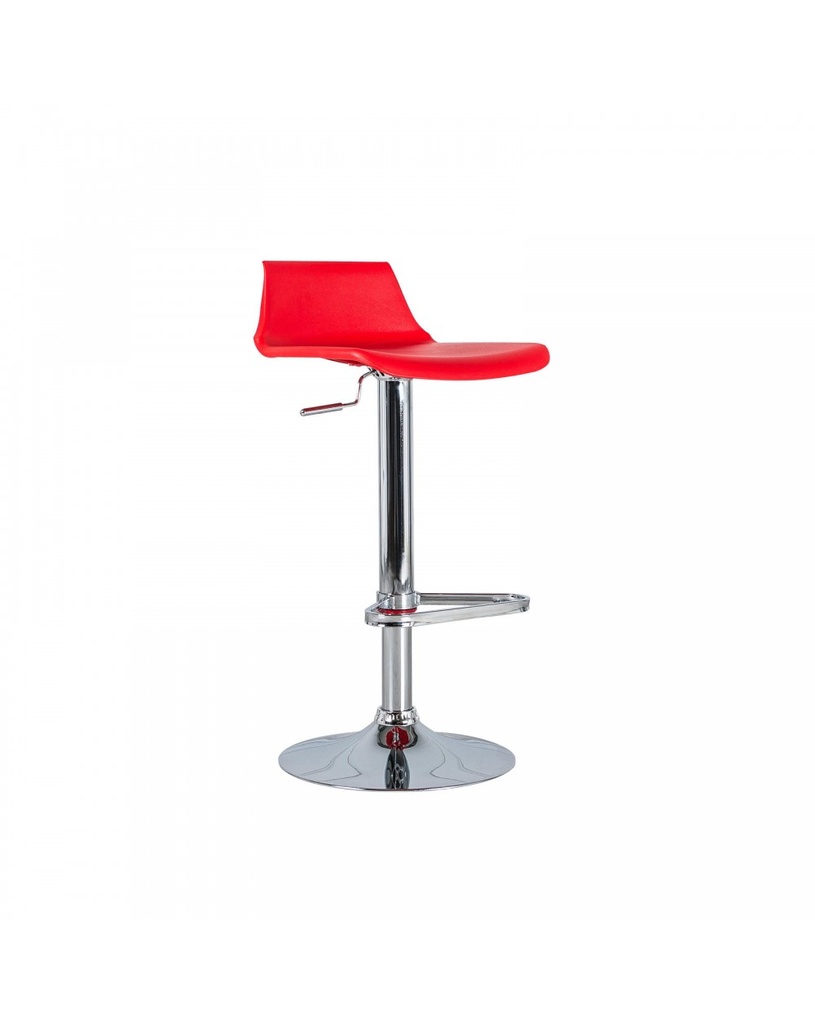 Sgabello in polipropilene rosso con struttura in metallo grigio, 39x41x72/94cm