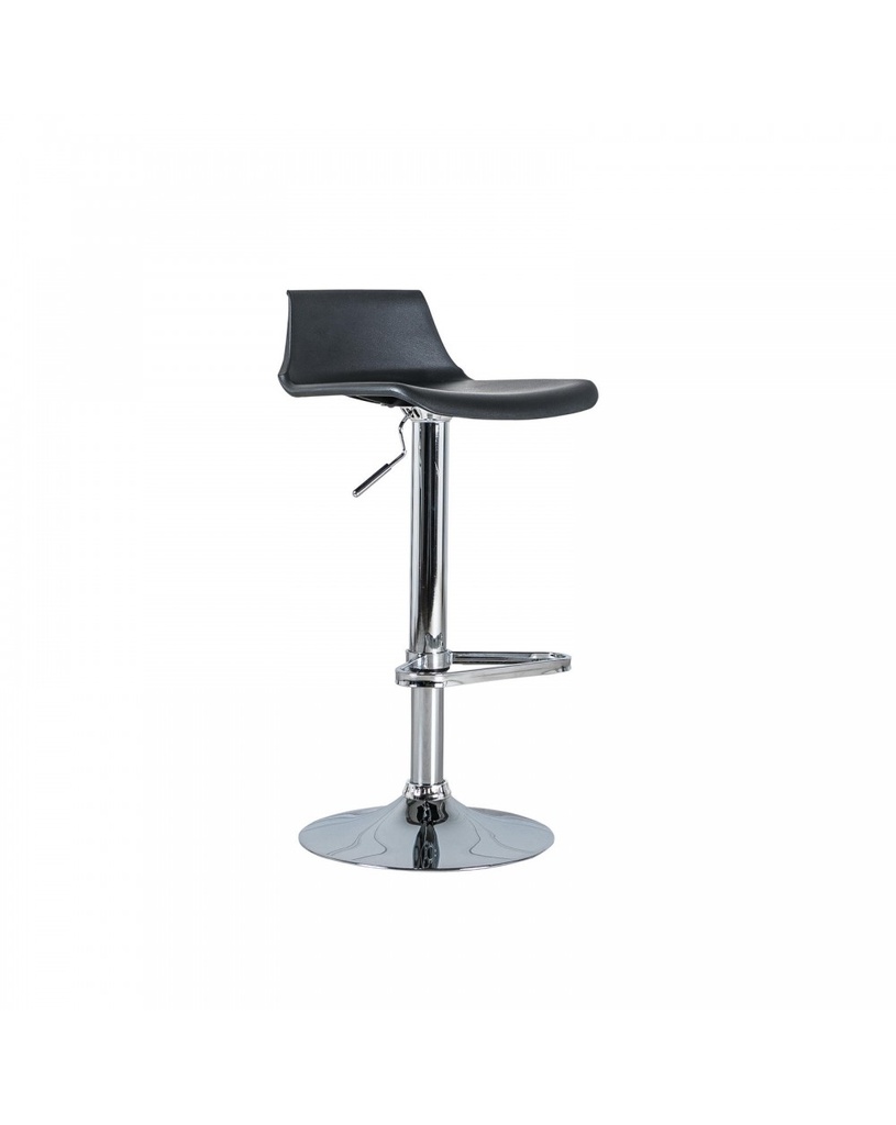 Set di 2 sgabelli in polipropilene con struttura in metallo, seduta nera e gambe grigie, dimensioni 39x41x72/94cm