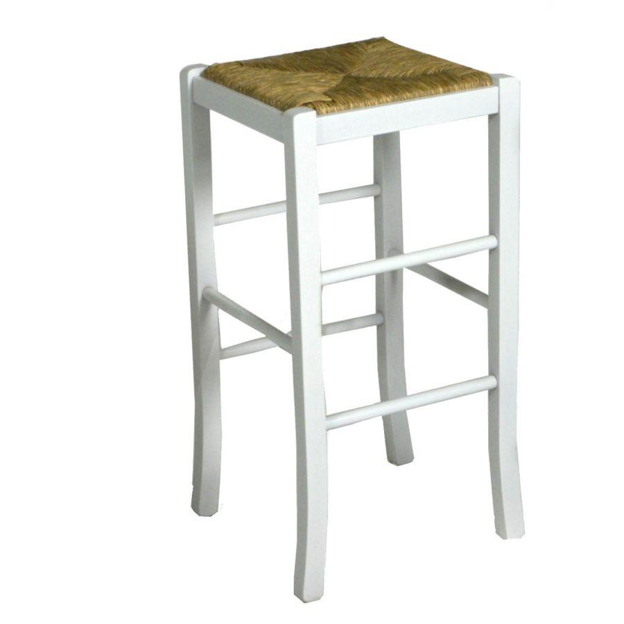 Sgabello in legno Venus, faggio laccato bianco, cm42x37,5h73