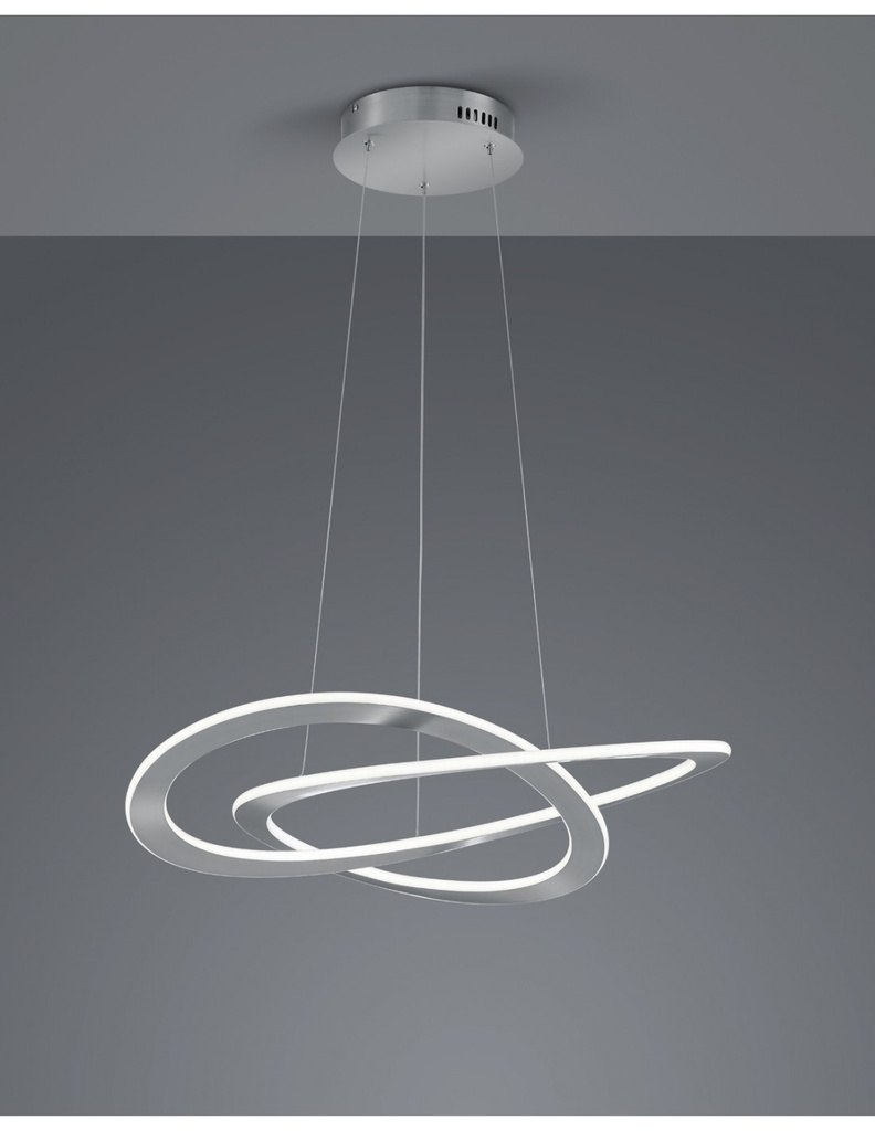 Lampada Sospensione 2 Cerchi Led Nichel Opaco Dimmerabile