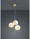 Sospensione 3 Luci Sfere Vetro Bianco Ottone Ø40 cm